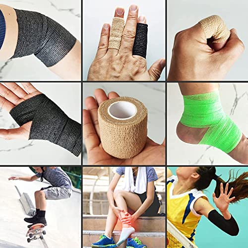 Self-Adherent Elastic Bandage Wrap - 2 Inch - 6 Pack for Sports & First Aid