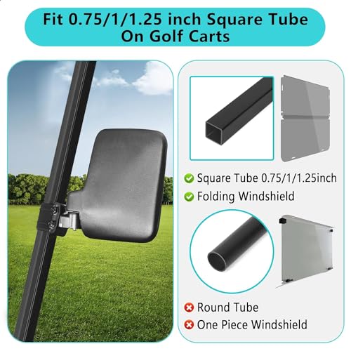 Golf Cart Side Mirrors - No Drilling, 180° Adjustable, HD Glass