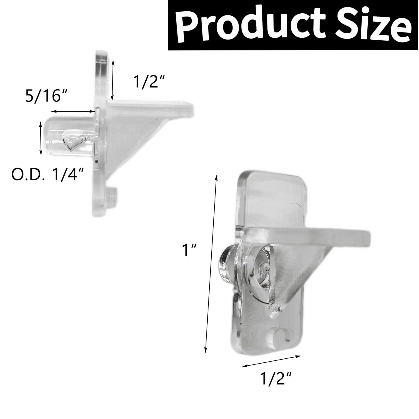 ARYEIELLSOW (50 Pcs) U 10136 Shelf Support Peg Fits 0.25" Holes for Kitchen Cabinet Closet Bookcase Shelves,5 lb Load Capacity,Clear Plastic Shelf Pins