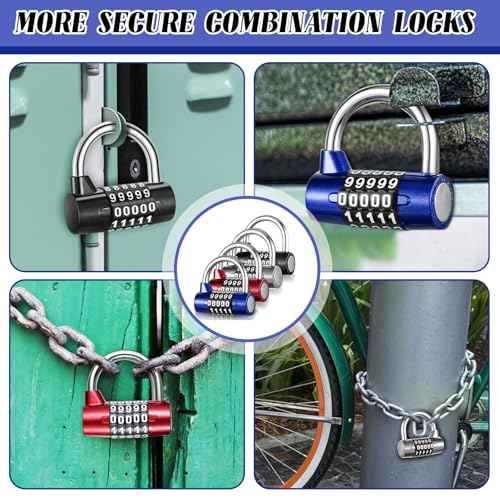 4 Pcs 5 Letter Combination Lock Heavy Duty Gym Locker 5 Digit Word Locker Keyless Resettable Metal Lock for College Gym Toolbox Hasp Cabinet (Number)