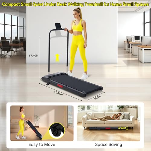 Portable Under Desk Treadmill with Handlebar & Incline - V300-WCJ