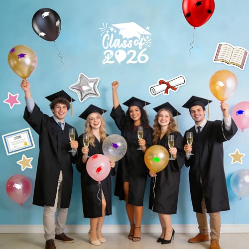 Class of 2026 Graduation Vinyl Car Decal & Hat Sticker Set - White