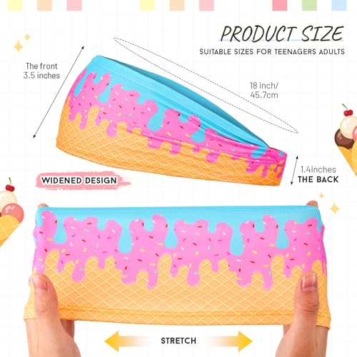 Ice Cream Drip Athletic Headband - Pink & Blue Sweatband