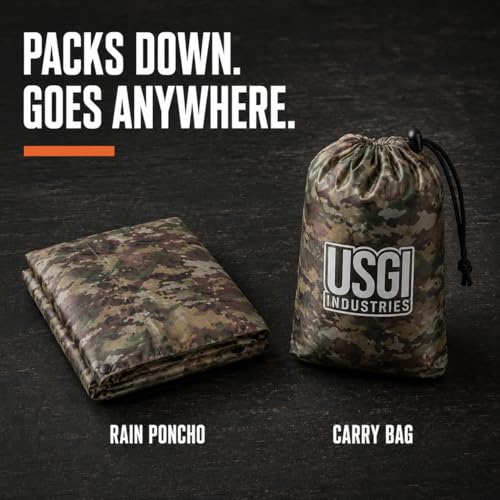 USGI Industries Military-Style OCP Multicam Rain Poncho Waterproof Ripstop Camouflage