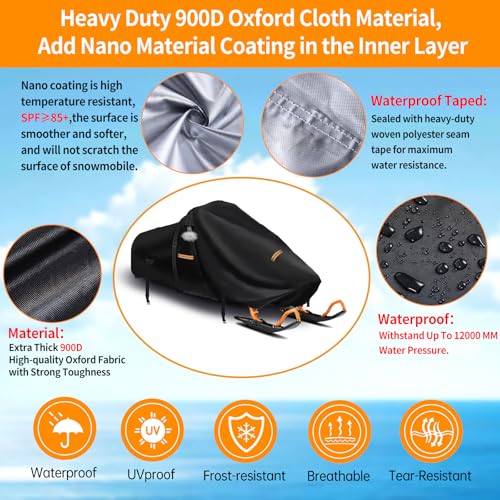Heavy Duty Snowmobile Cover 900D - Waterproof & UV Protection