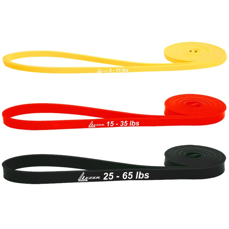 LEZER Resistance Bands for Working Out, Exercise Band, Pull Up Band, Elastic Band, Stretching, Training, Gym, Physical Therapy, Fitness, Workout, Yoga, with Instruction, Light Set of 3