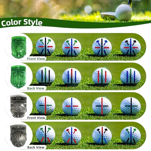 HIFQUI Precision Golf Ball Marker Set with Carry Case – 4 Marker Colors & 2 Stencils