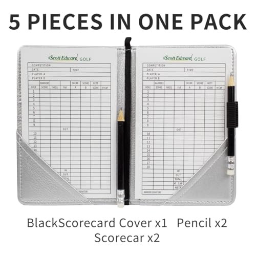 Waterproof Golf Scorecard Holder - Synthetic Leather - Silvery