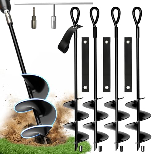 Heavy Duty Ground Anchors - 18 Inch, 4-Pack with Straps