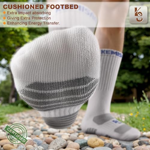 Compression Crew Socks for Men - 6 Pack, Creamy White, Size 11-13