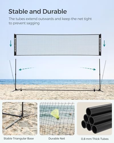 Height Adjustable Badminton & Volleyball Net - 10FT Black