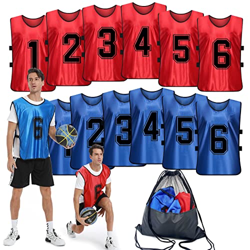 12 Pcs Breathable Sports Pinnies for Soccer & Basketball Training