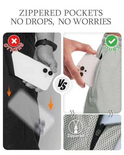 Men's Basketball Shorts 9" Quick-Dry Athletic Gym Shorts with Zipper Pockets