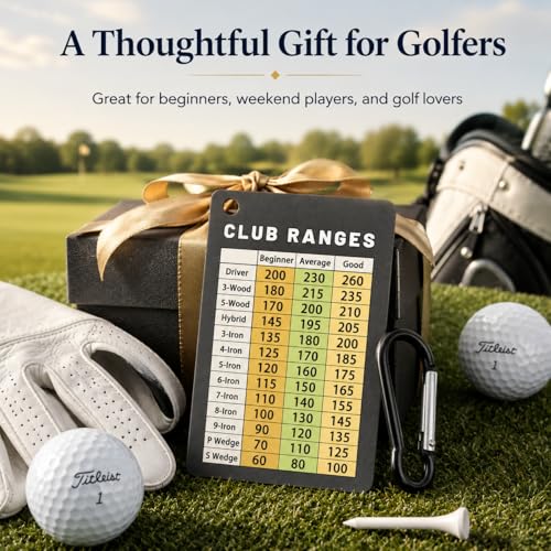 Golf Club Range Chart Card - Portable Distance Reference Cheat Sheet