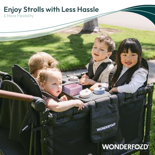WonderFold W2 Flex Black Snack Tray Attachment for Stroller Wagon with Convertible Cup Holders