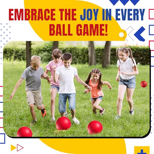 8.5-Inch Red Playground Ball with Hand Pump for Kickball & Dodgeball