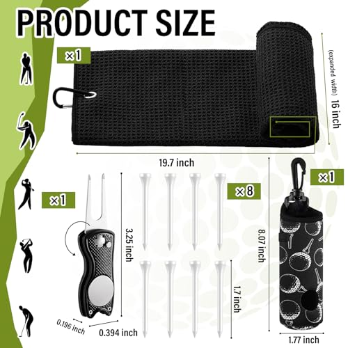 Liliful Plain Black Golf Accessories Kit – 12 Pcs for Women & Men (Gifts)