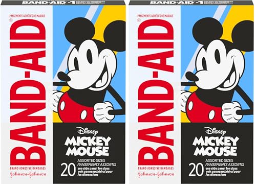 Mickey Mouse Adhesive Bandages for Kids - 20 Count (Pack of 2)