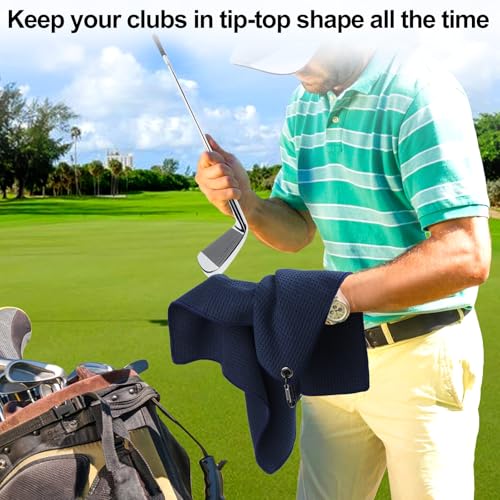 Golf Towels - 3 Pack 16" x 16" Super Absorbent Microfiber - Blue & Gray