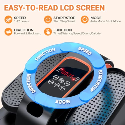 Under Desk Elliptical Exerciser with Remote Control - Black