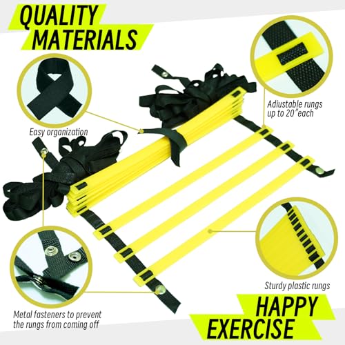 20ft Adjustable Agility Ladder with Carry Bag for Footwork Training