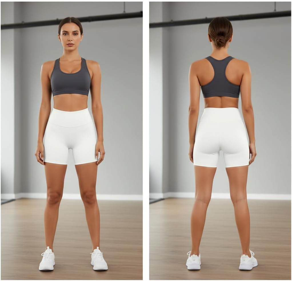 Skiennix High Waisted Biker Shorts for Women - Tummy Control Athletic Yoga Spandex | 5 Colors Available