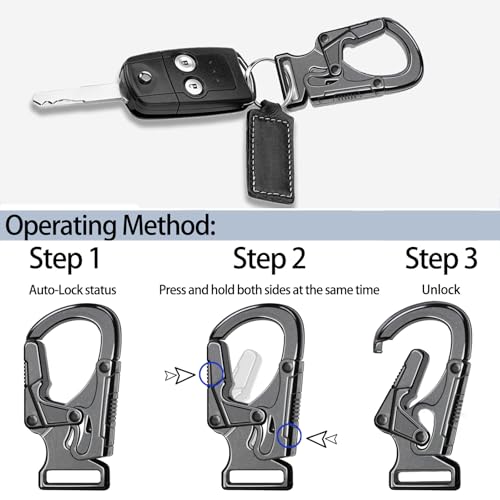Ahiller Gunmetal Dual-Locking Carabiner Clip Keychain - 1P