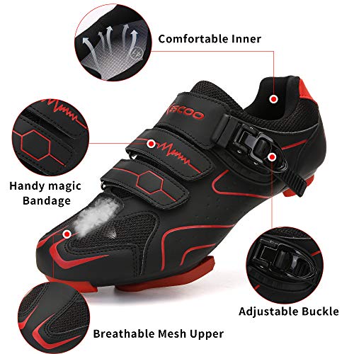Indoor Cycling Shoes for Men & Women - 14.5 Women/12 Men - Black-Red