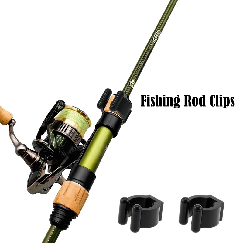 Fishing Rod Clips - 12 PCS Wall Mount Holder for 0.66" to 0.95" Poles - Black