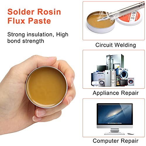 AHIER Solder Tip Cleaner+ Soldering Rosin Flux Paste(0.35 oz / 10 g)+ 60/40 Tin Lead Rosin Core Solder Wire(1.76 oz / 50 g) + 3pcs Replacement Brass Pads, 6 PCS Solder Iron Welding Tool Set