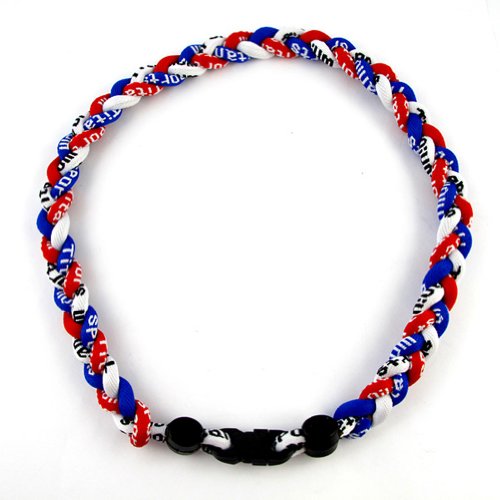 18-Inch Three-Braided Rope Tornado Necklace - Royal Blue, Red & White