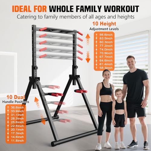 Foldable Power Tower Dip Station for Pull Ups & Dips - Black