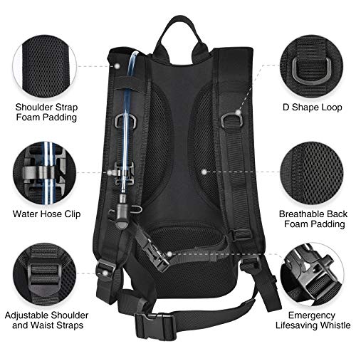 Hydration Backpack with 3L Water Bladder - Black Tactical Pack