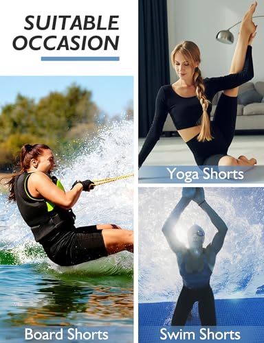 Buauty Women's High-Waisted Swim Board Shorts 7'' Inseam with Pockets Black Medium