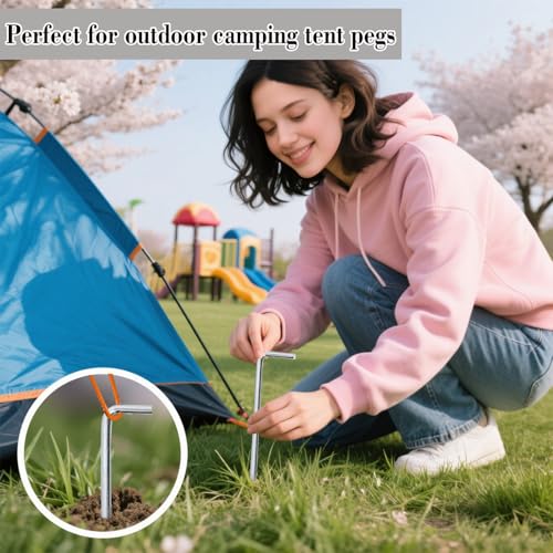 18-Pack 6.5-Inch Heavy Duty Galvanized Steel Tent Stakes - 7-Shape Ground Pegs