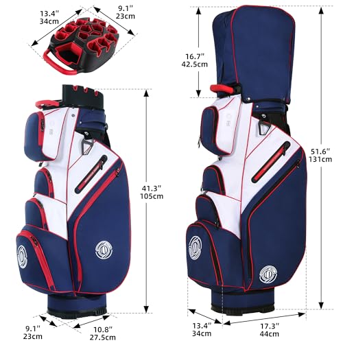 14-Way T-Lock Golf Cart Bag - Blue and White, Water Resistant