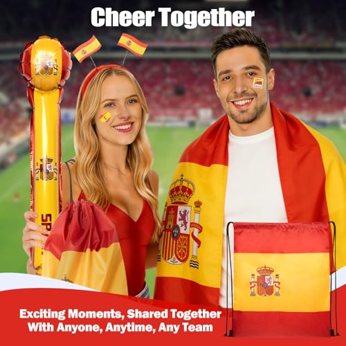 Spain Soccer Supporter Kit - 10-Piece Fan Set with Flag & Accessories