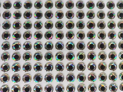 300 Pcs 6mm Silver Holographic Fishing Lure Eyes - DIY Fly Tying