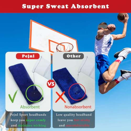 Moisture-Wicking Sports Headbands - 3 Pack Cotton Sweatbands - White