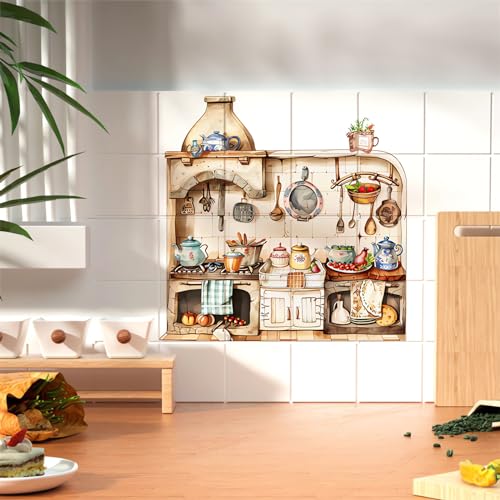 Kitchenware Utensil Vegetable Fruit Wall Stickers, sacinora Warm Kitchen Wall Decals Removable Vinyl Peel and Stick for Kitchen Dining Restaurant Baking Room Bar Art Home Decorations