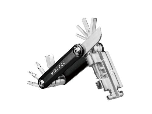 Topeak Mini P20 Multi-Tool – 20-Function Precision Bike Repair Kit with Chain, Master Link, Hex & Torx Wrenches, Spoke, Phillips Driver, Knife Blade & Carry Case – Compact Alloy Body