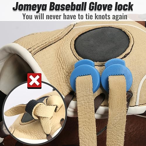 Jomeya Sky Blue Baseball Glove Lace Locks 8-Pack - No Knots, Universal Fit