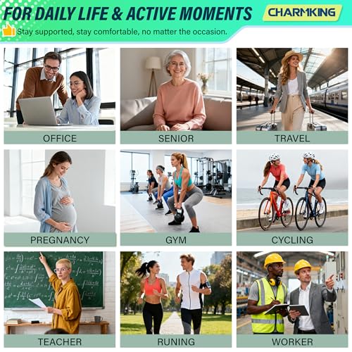 CharmKing Calf Compression Sleeve 15-20 mmHg - 3 Pairs, Large-X-Large Beige