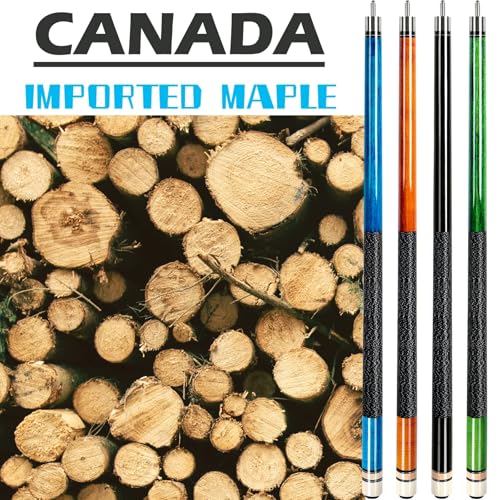 58" Canadian Maple Pool Cue Stick Set - 18, 19, 20, 21 oz