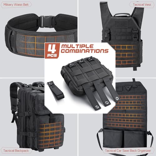 Molle Straps 4" for Tactical Pouch - 4Pcs, Black