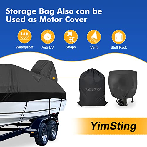 Heavy Duty Waterproof Boat Cover 16-18.5 ft V-Hull, Black