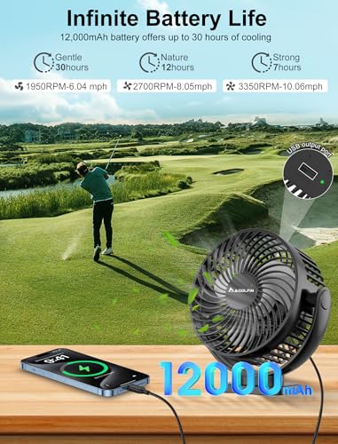 Rechargeable Magnetic Golf Cart Fan with Light - 2-Pack