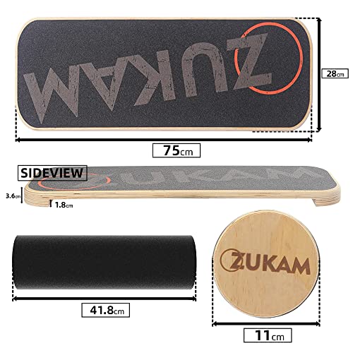 Wooden Balance Board Trainer - Core Stability Wobble Board - Black
