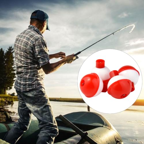 Round Fishing Bobbers Set - 20 PCS 1 Inch Red & White Floats