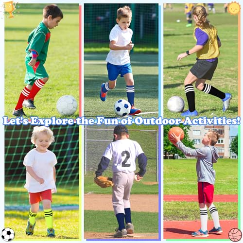 Youth Knee High Soccer & Baseball Socks - Neon Green, Black/White, White/Black, Blue/White (3-6 Years)